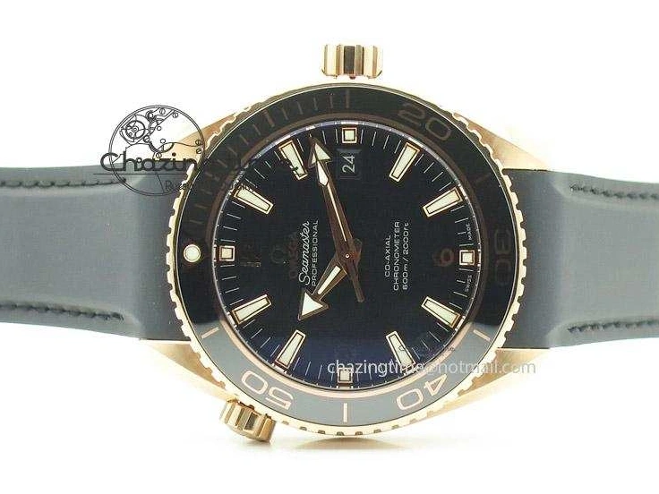 0112 Bright Planet Ocean Professional Rose Gold Liquid Metal V6F 45mm on Black Rubber Strap A 8287
